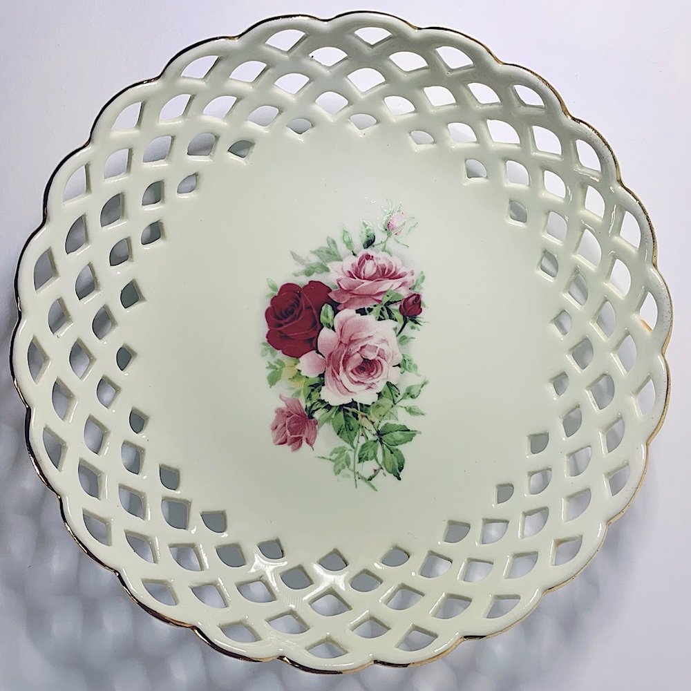6” Victorian rose decorative vanity trinket dish
